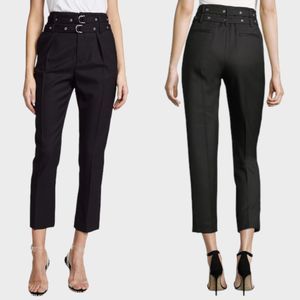 NWOT IRO Lana High Waist Straight Leg Wool Pants in Black Women's Size 36 (US 4)